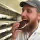 Red Hen Derek eating his Whoopie Pie