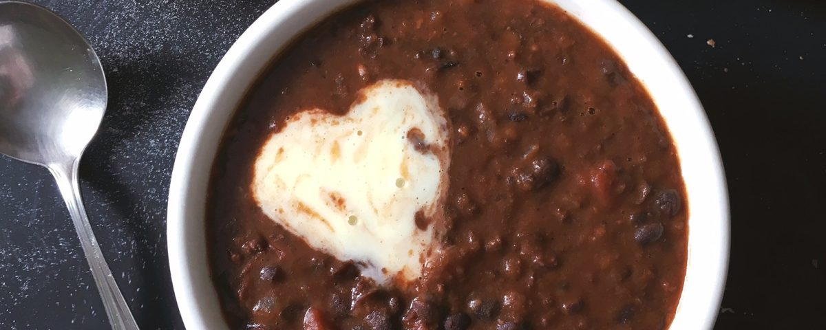 black bean soup with creme fraiche